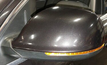 Thumbnail 2: 2013-2015 AUDI Q7 (4L) LEFT DRIVER P-FOLD BLIND SPOT DOOR MIRROR (LAVA GRAY)