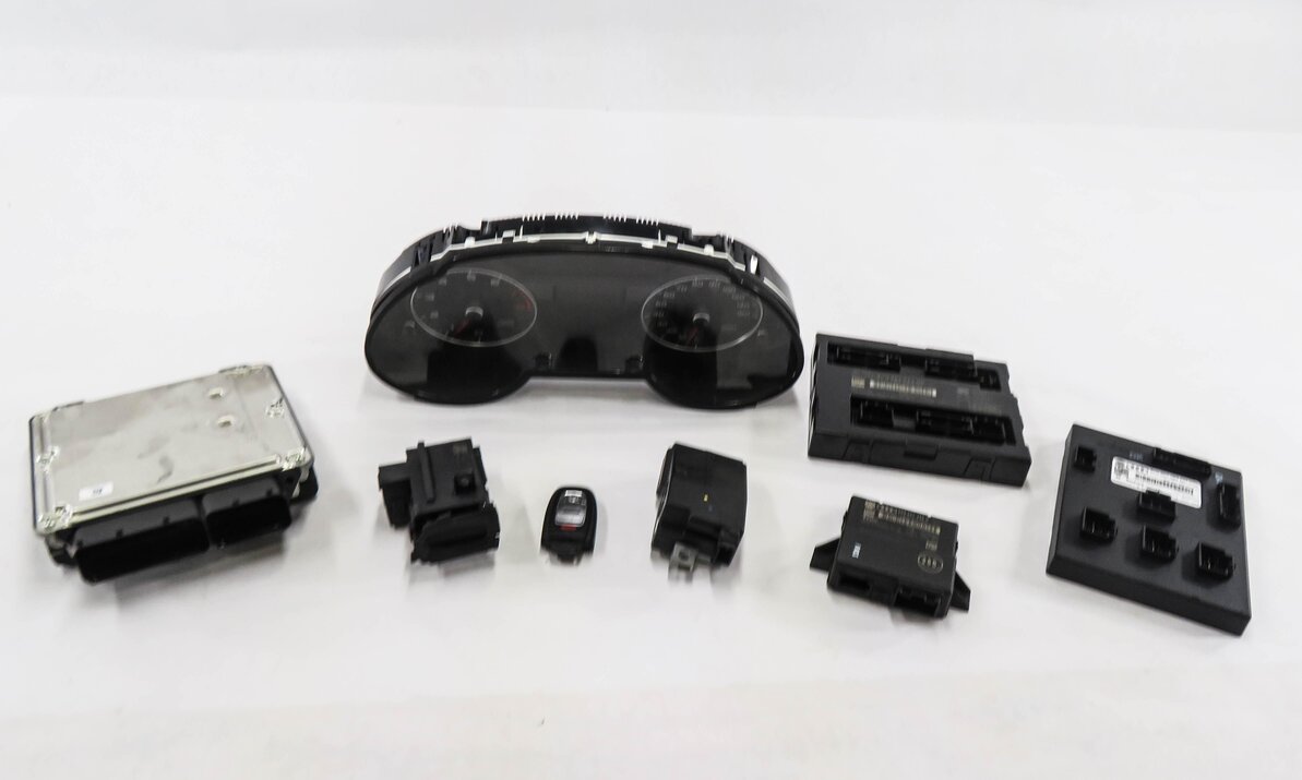 13-15 AUDI Q5 (B8 8R) 2.0L CPMB TURBO ENGINE ECM BCM IMMOBILIZER MODULE KEY SET