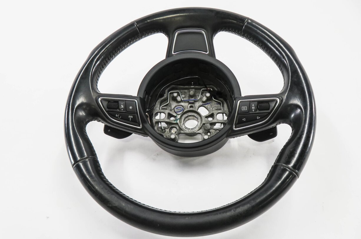 Thumbnail 5: 2012 AUDI A6 A7 (C7 4G8) 3-SPOKE SPORT STEERING WHEEL w/ PADDLES (BLACK LEATHER)