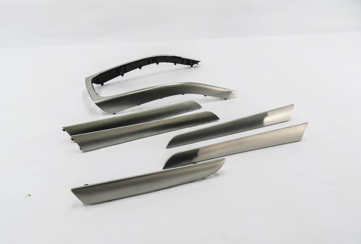 2014 AUDI A4 (B8 8K) DASH DOOR CONSOLE ALUMINUM FISH SCALE TRIM SET-6