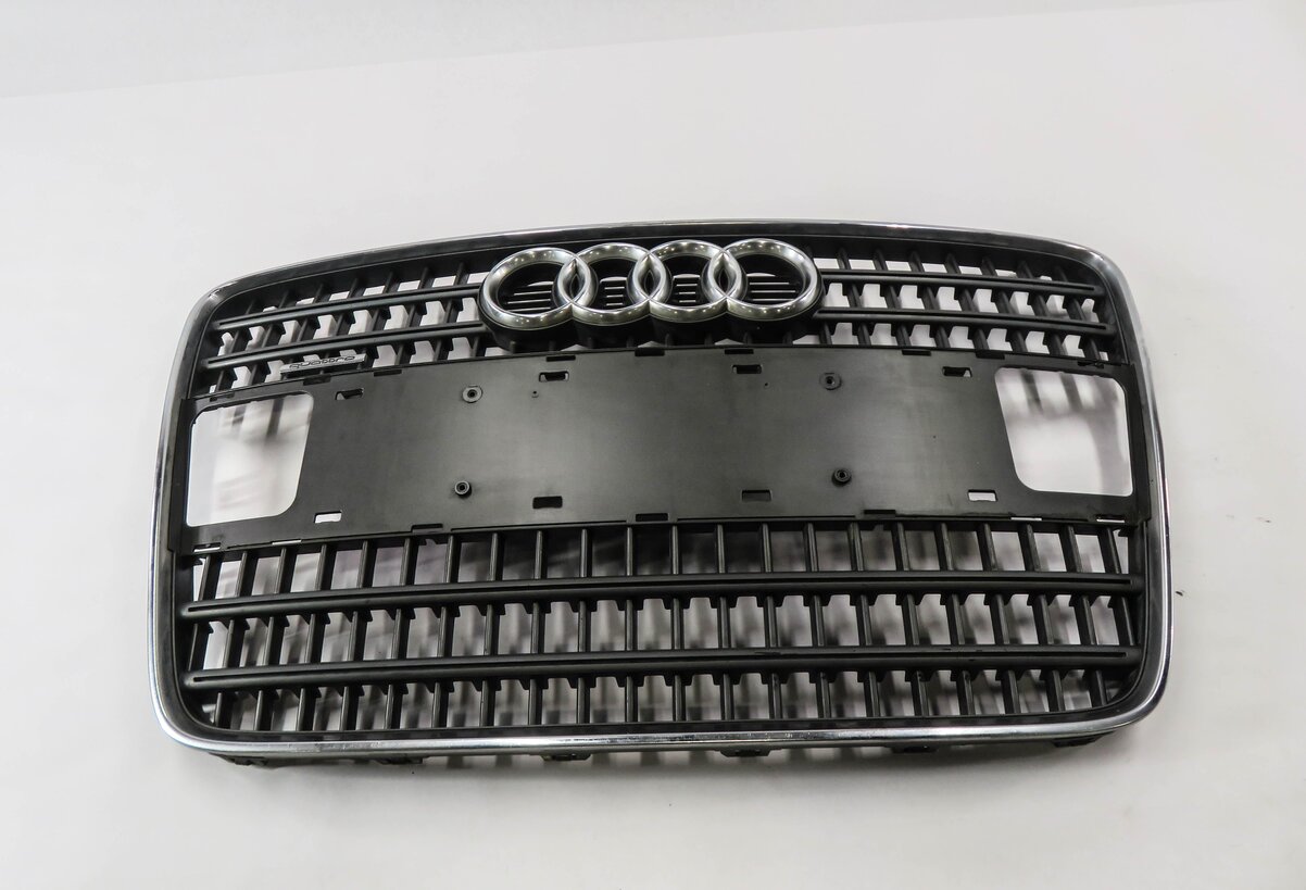 2007-2009 AUDI Q7 (4L) FRONT HOOD LID VENT GRILLE w/ LICENSE MOUNT (GRAY CHROME)