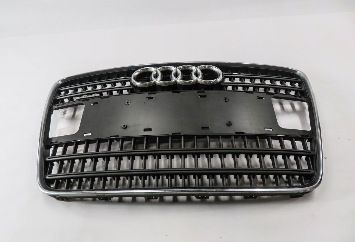Thumbnail 2: 2007-2009 AUDI Q7 (4L) FRONT HOOD LID VENT GRILLE w/ LICENSE MOUNT (GRAY CHROME)