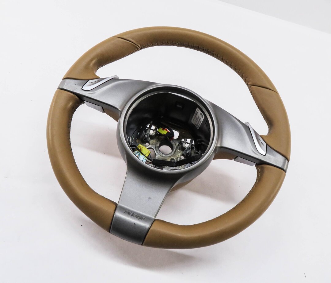2010 PORSCHE CAYMAN (987) LEFT DRIVER STEERING WHEEL (BEIGE LEATHER)
