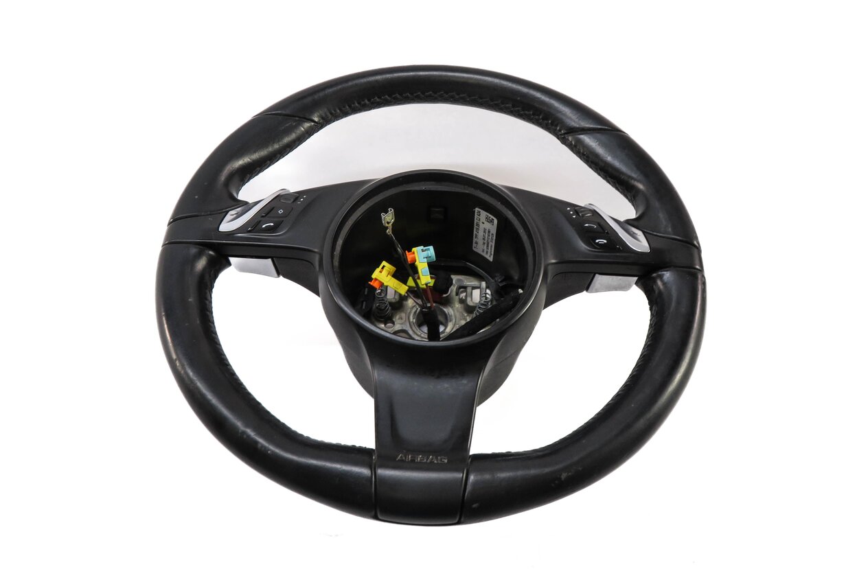 2010-2016 PORSCHE CAYENNE (958) 3-SPOKE STEERING WHEEL w/ SWITCHES (BLACK)