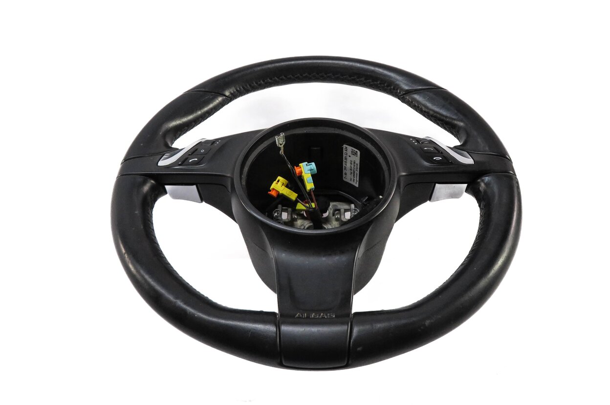 Thumbnail 4: 2010-2016 PORSCHE CAYENNE (958) 3-SPOKE STEERING WHEEL w/ SWITCHES (BLACK)