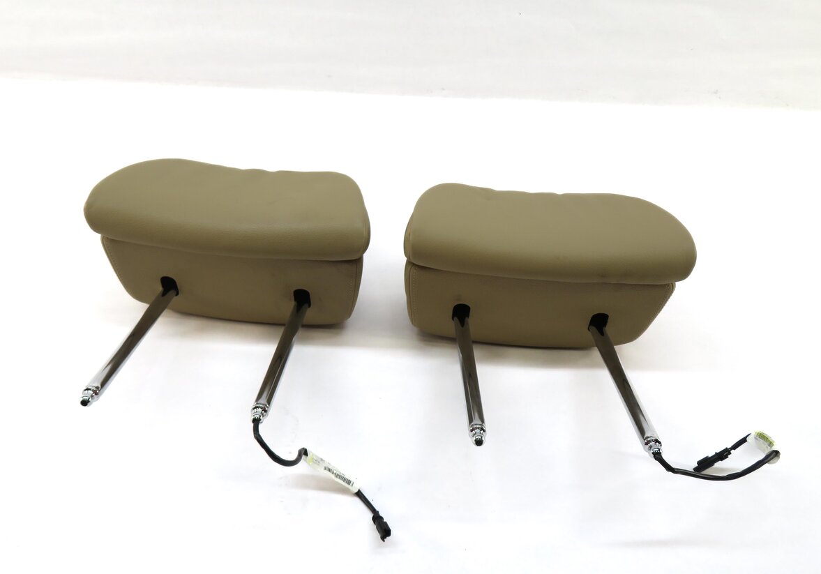 Thumbnail 2: 2012 BMW X5 (E70) FRONT LEFT & RIGHT ACTIVE SEAT HEADREST SET/2 (BEIGE LEATHER)
