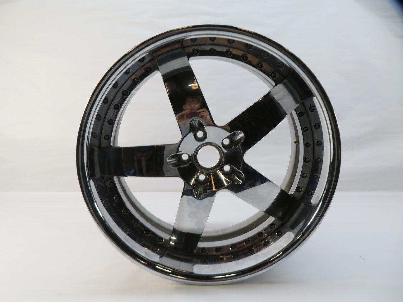 Thumbnail 3: VELLANO 5x120 22x10 3 PIECE CHROME 5 SPOKE WHEEL RIM