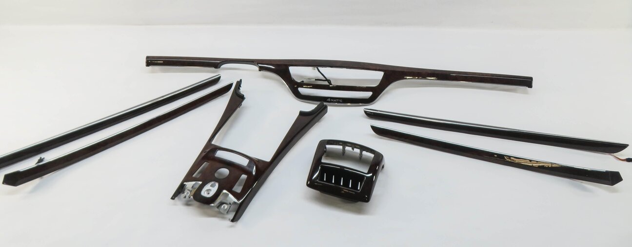 12 MERCEDES S550 W221 BURRED WALNUT WOOD DOOR DASH CONSOLE LEFT RIGHT TRIM SET
