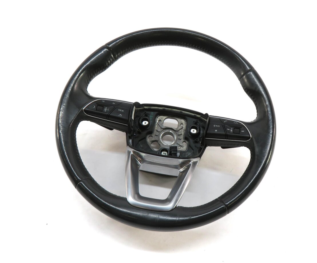 17-19 AUDI Q7 4M 3 SPOKE SPORT STEERING WHEEL w/ SHIFT PADDLES & SWITCHES BLACK