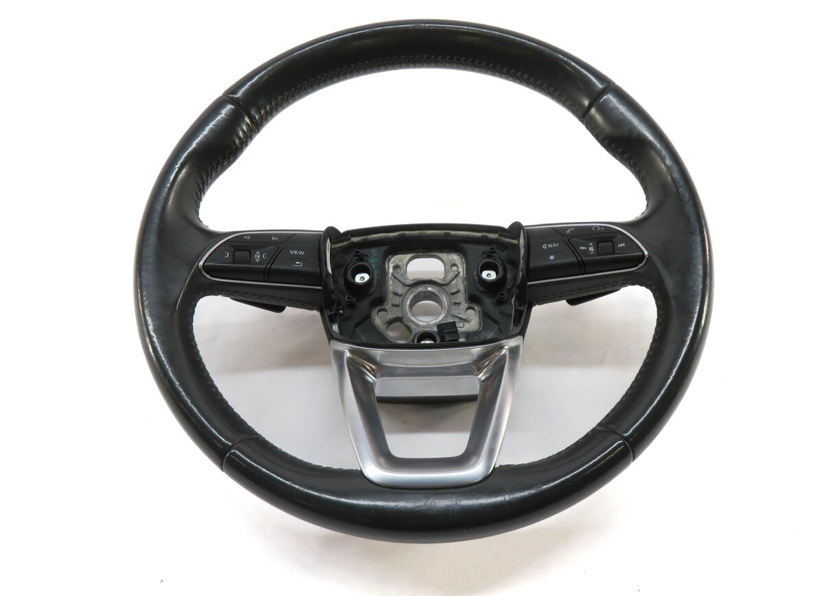 Thumbnail 2: 17-19 AUDI Q7 4M 3 SPOKE SPORT STEERING WHEEL w/ SHIFT PADDLES & SWITCHES BLACK
