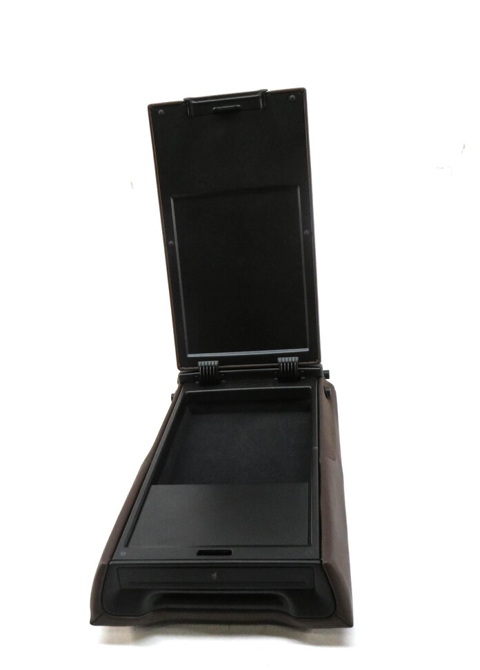 Thumbnail 2: 15 AUDI A4 (B8 8K) REAR SEAT CENTER CONSOLE ARM REST CUP HOLDER (BROWN LEATHER)