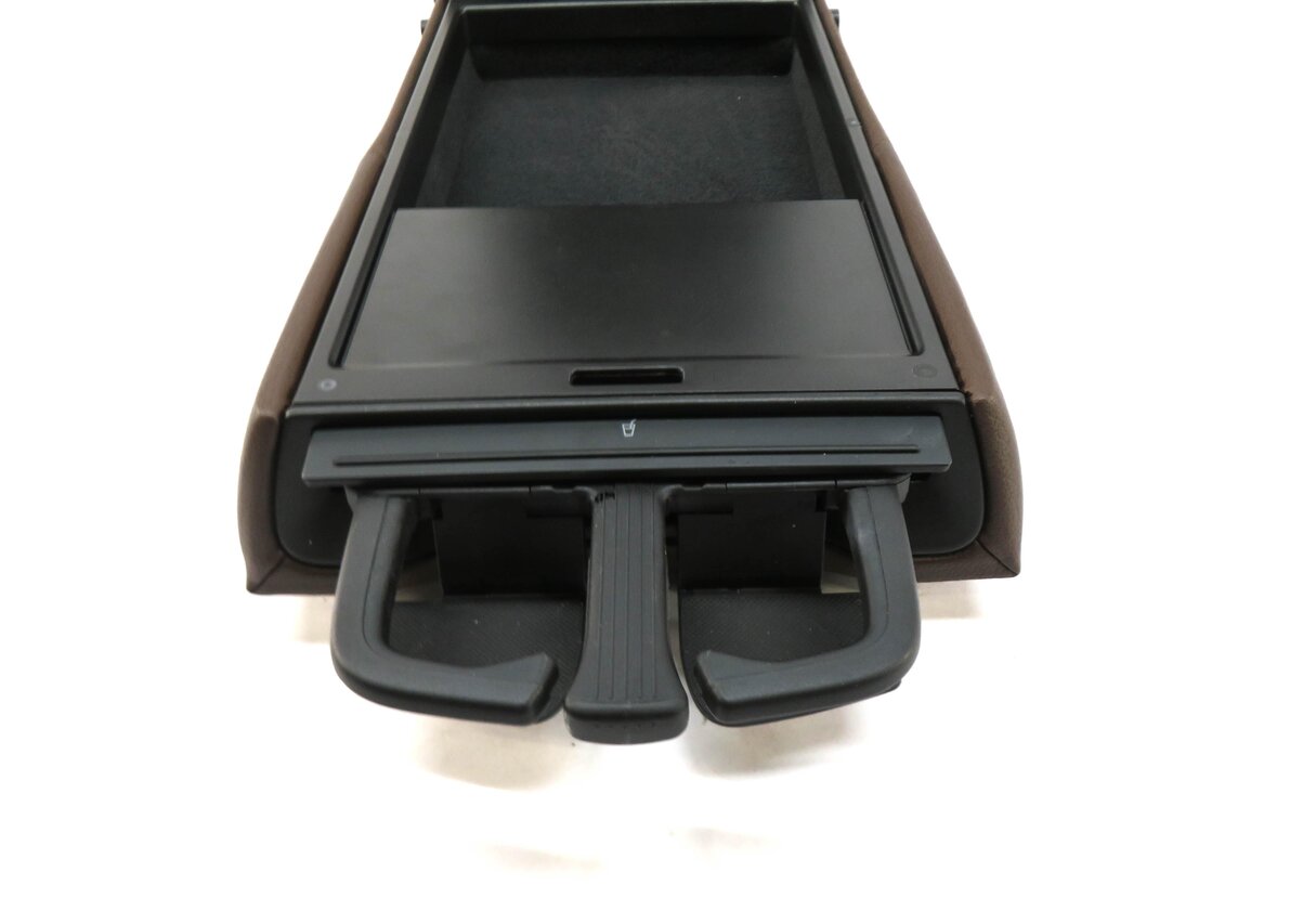 Thumbnail 3: 15 AUDI A4 (B8 8K) REAR SEAT CENTER CONSOLE ARM REST CUP HOLDER (BROWN LEATHER)