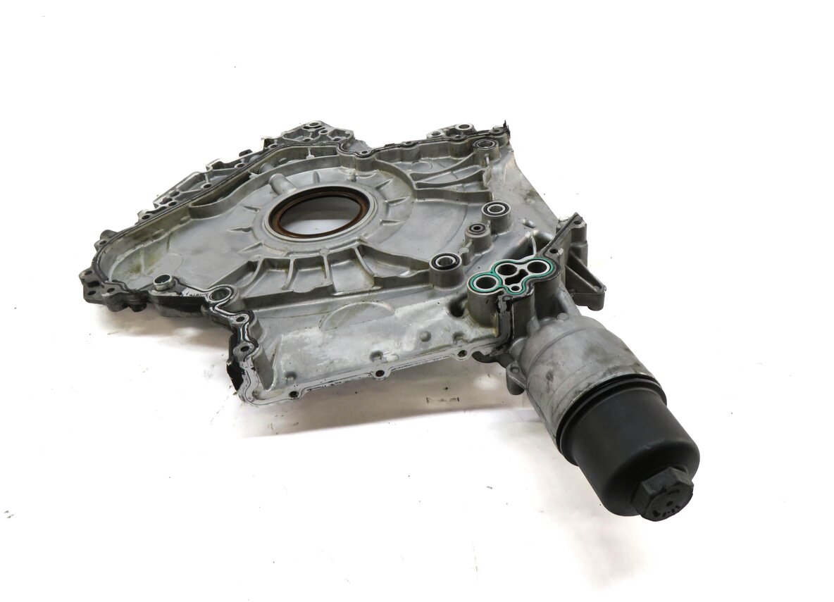 17-19 AUDI Q7 4M 3.0L SUPER CREC ENGINE LOWER TIMING COVER w/ OIL FILTER HOUSING