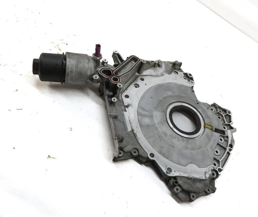 Thumbnail 5: 17-19 AUDI Q7 4M 3.0L SUPER CREC ENGINE LOWER TIMING COVER w/ OIL FILTER HOUSING