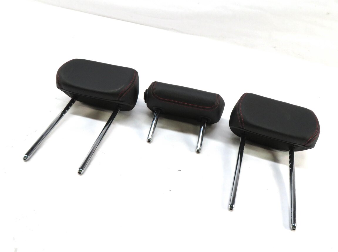 Thumbnail 1: 2012 BMW 335i (F30) REAR LEFT RIGHT CENTER HEADREST SET/3 (BLACK w/ RED TRIM)