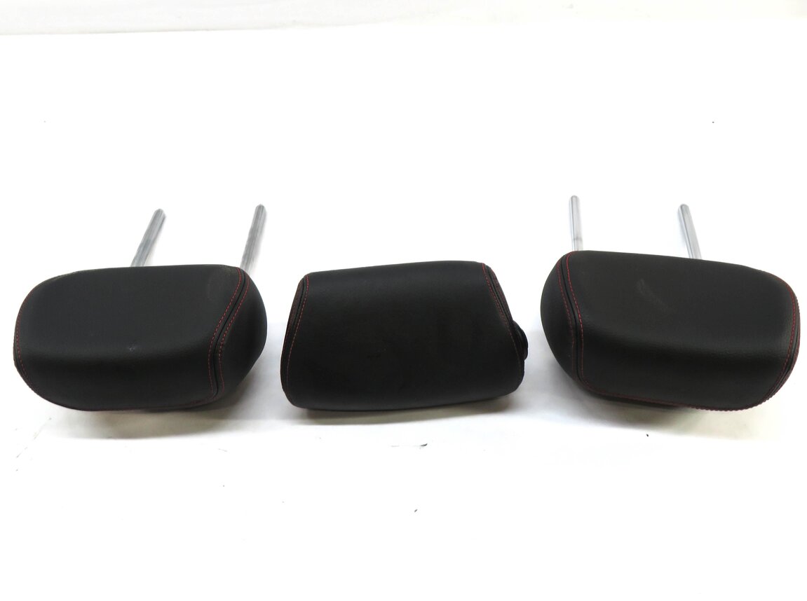 Thumbnail 3: 2012 BMW 335i (F30) REAR LEFT RIGHT CENTER HEADREST SET/3 (BLACK w/ RED TRIM)