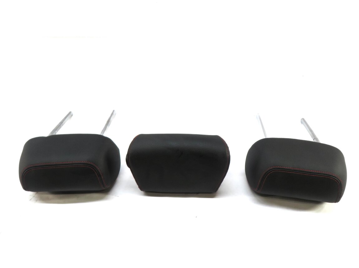 Thumbnail 4: 2012 BMW 335i (F30) REAR LEFT RIGHT CENTER HEADREST SET/3 (BLACK w/ RED TRIM)
