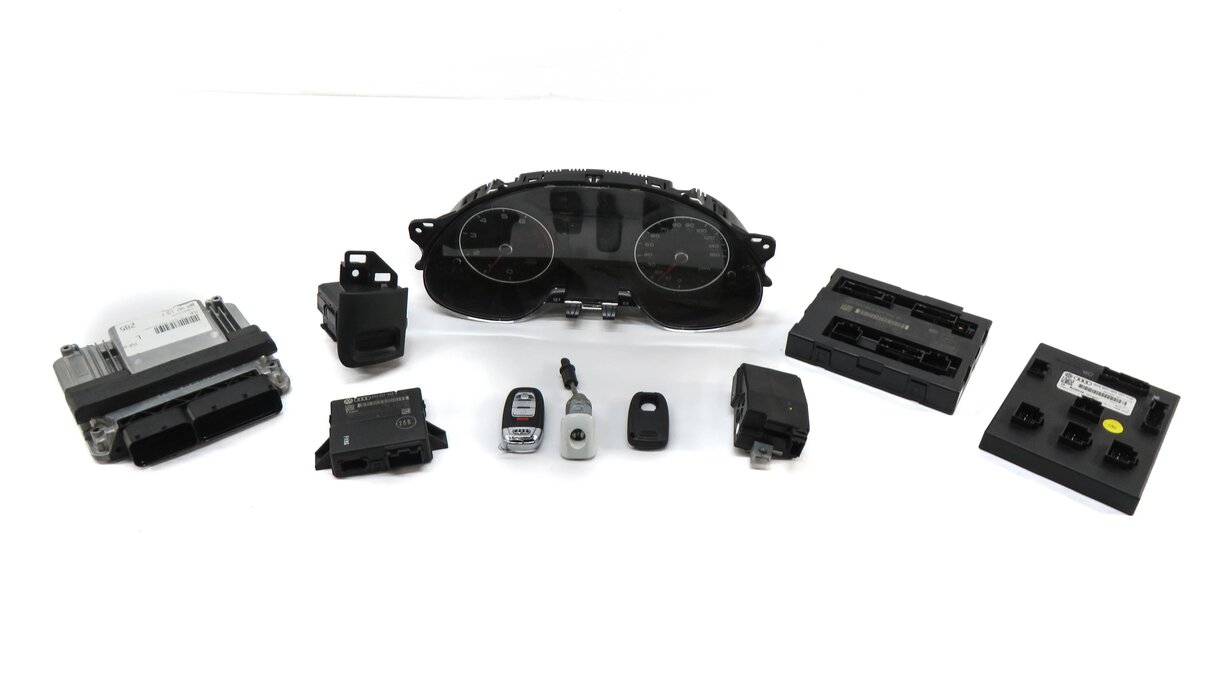 Thumbnail 3: 2013 AUDI A4 (B8 8K) 2.0L CPMA TURBO ENGINE ECM BCM IMMOBILIZER MODULE KEY SET