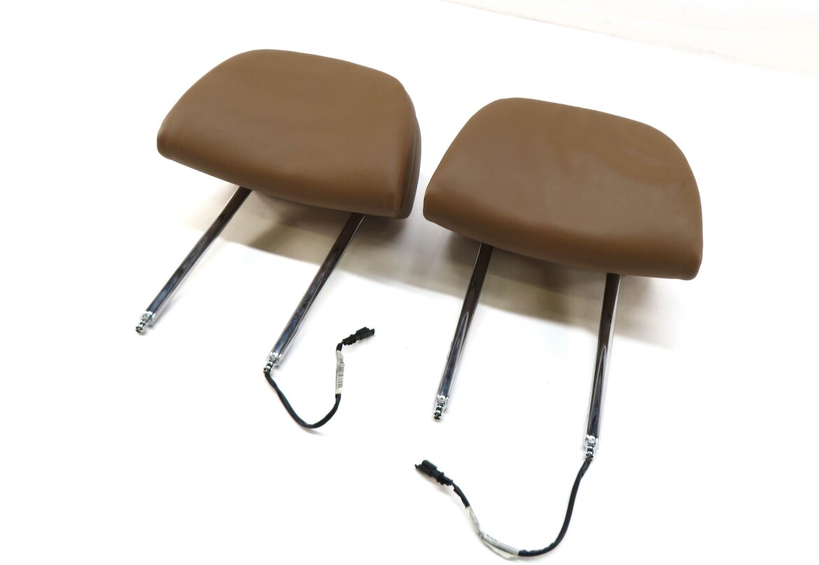 2013 BMW 750i (F01) FRONT LEFT & RIGHT SEAT HEADREST SET (SADDLE BROWN LEATHER)
