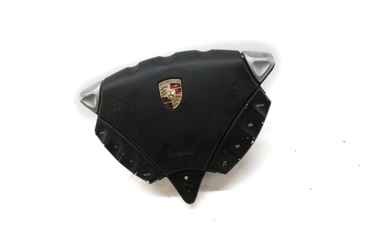 2003-2004 PORSCHE CAYENNE (955) LEFT DRIVER STEERING WHEEL AIRBAG (BLACK)