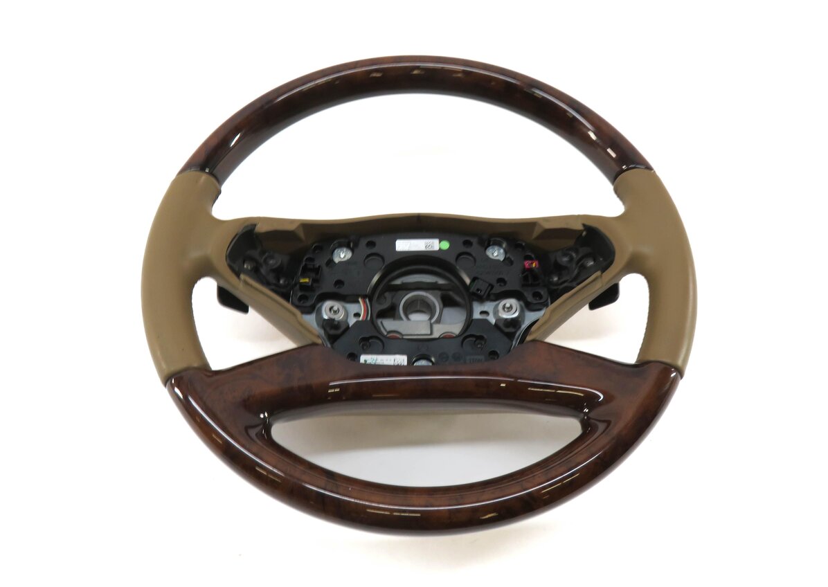Thumbnail 2: 10-14 MERCEDES CL-CLASS S400 (C216 W221) 4-SPOKE STEERNG WHEEL (BEIGE WALNUT)
