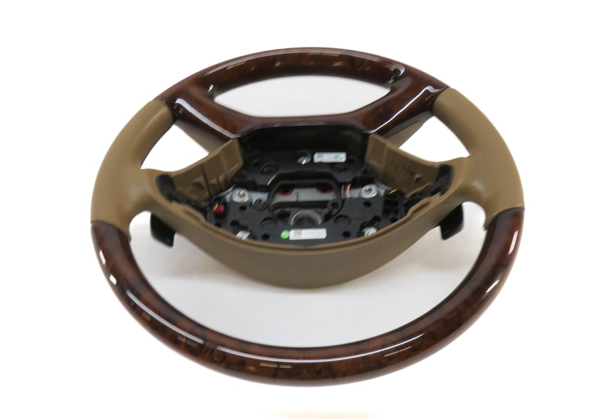 Thumbnail 3: 10-14 MERCEDES CL-CLASS S400 (C216 W221) 4-SPOKE STEERNG WHEEL (BEIGE WALNUT)