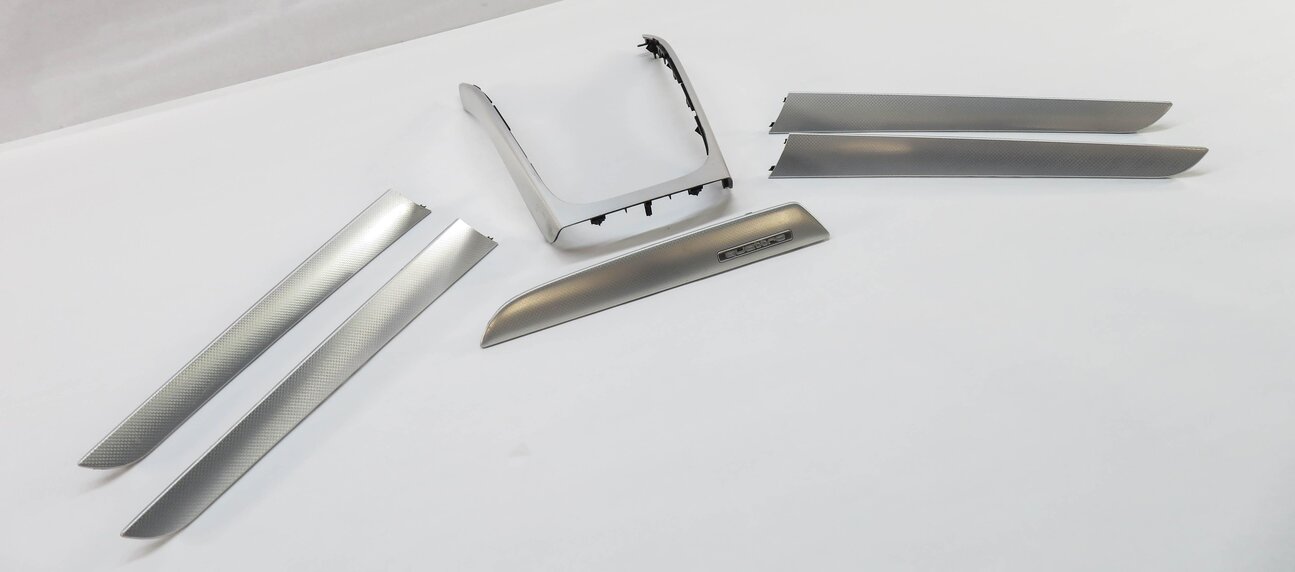Thumbnail 14: 2012 AUDI A4 (B8 8K) DASH DOOR CONSOLE ALUMINUM FISH SCALE TRIM PANEL SET