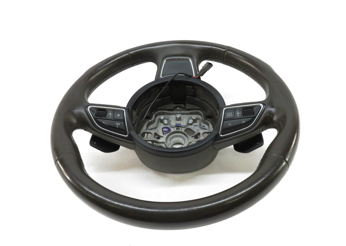 Thumbnail 5: 12-18 AUDI A6 A7 S6 S7 RS7 (C7 4G8) 3-SPOKE STEERING WHEEL w/ PADDLES (BROWN)