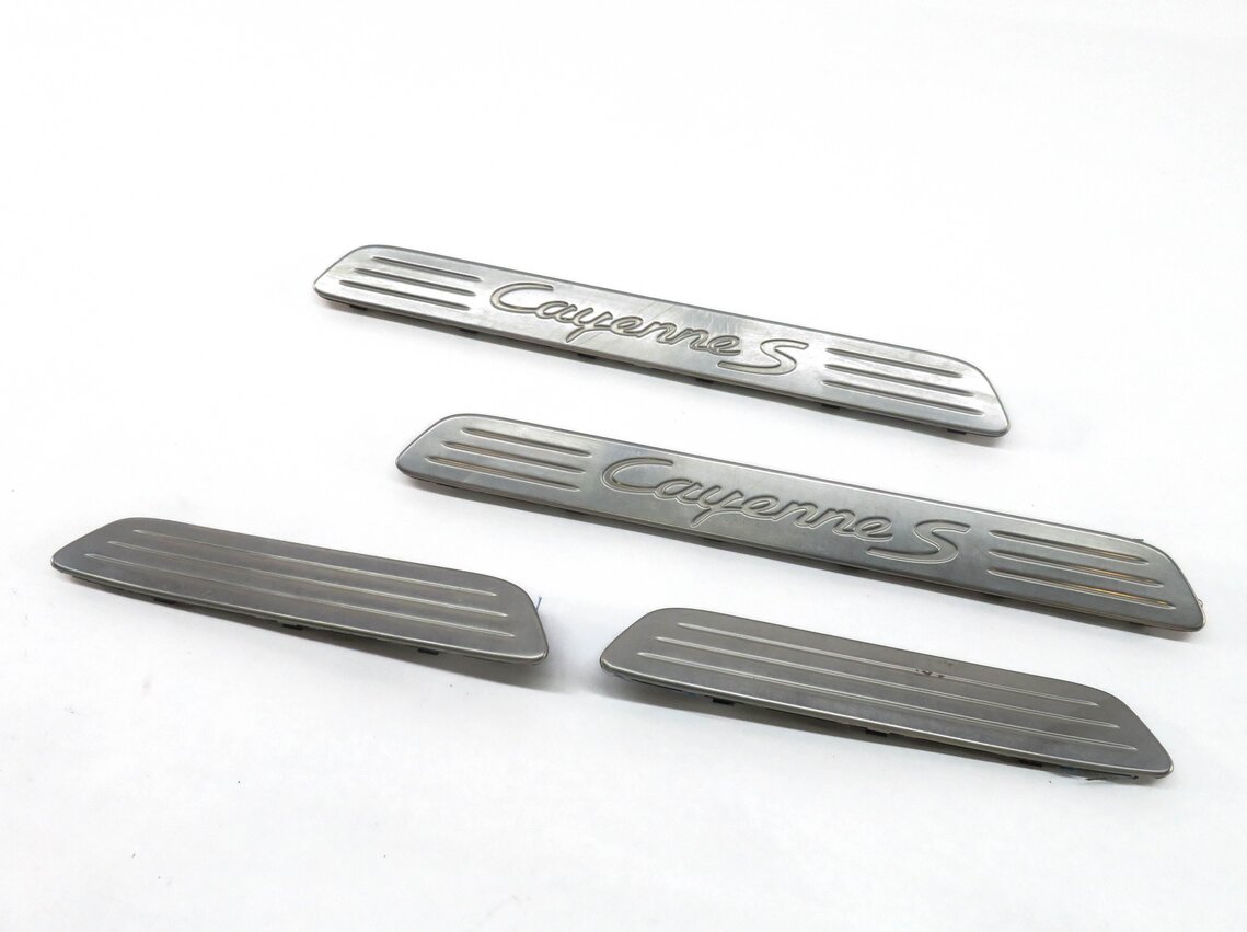 2012 PORSCHE CAYENNE (958) FRONT & REAR DOOR SILL SCUFF PANEL TRIM SET-4