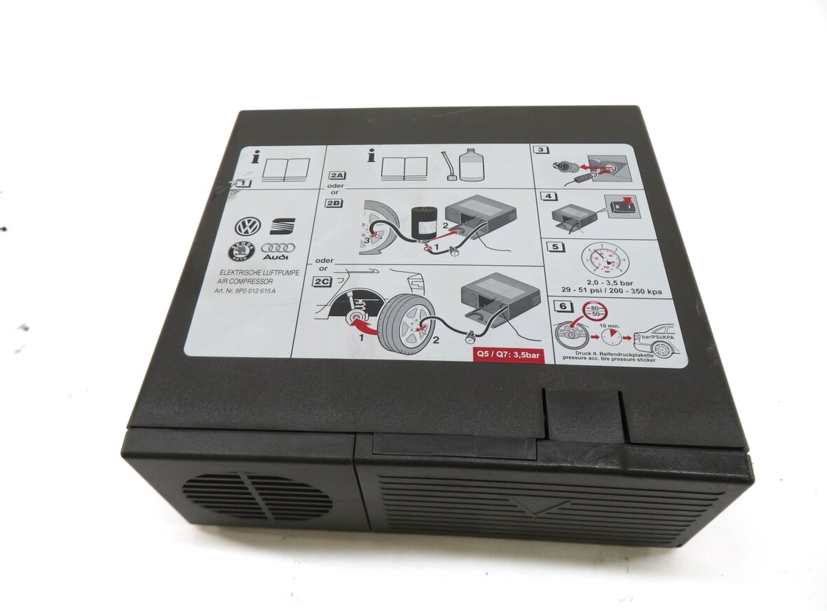 Thumbnail 2: 2014 AUDI Q5 (B8 8R) EMERGENCY SPARE TIRE AIR COMPRESSOR PUMP INFLATOR MOTOR