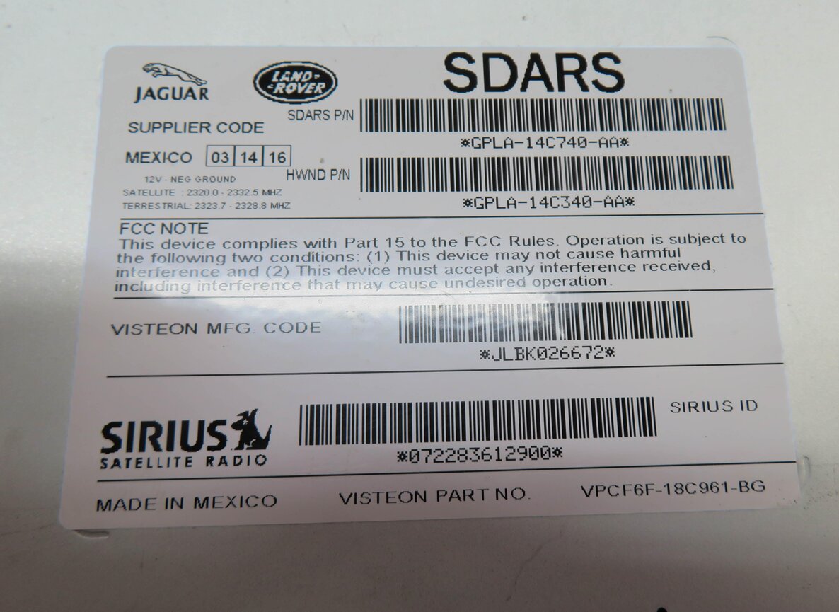 Thumbnail 5: 13-19 DISCOVERY SPORT LR4 RANGE ROVER SPORT EVOQUE - SIRIUS SATELLITE RECEIVER