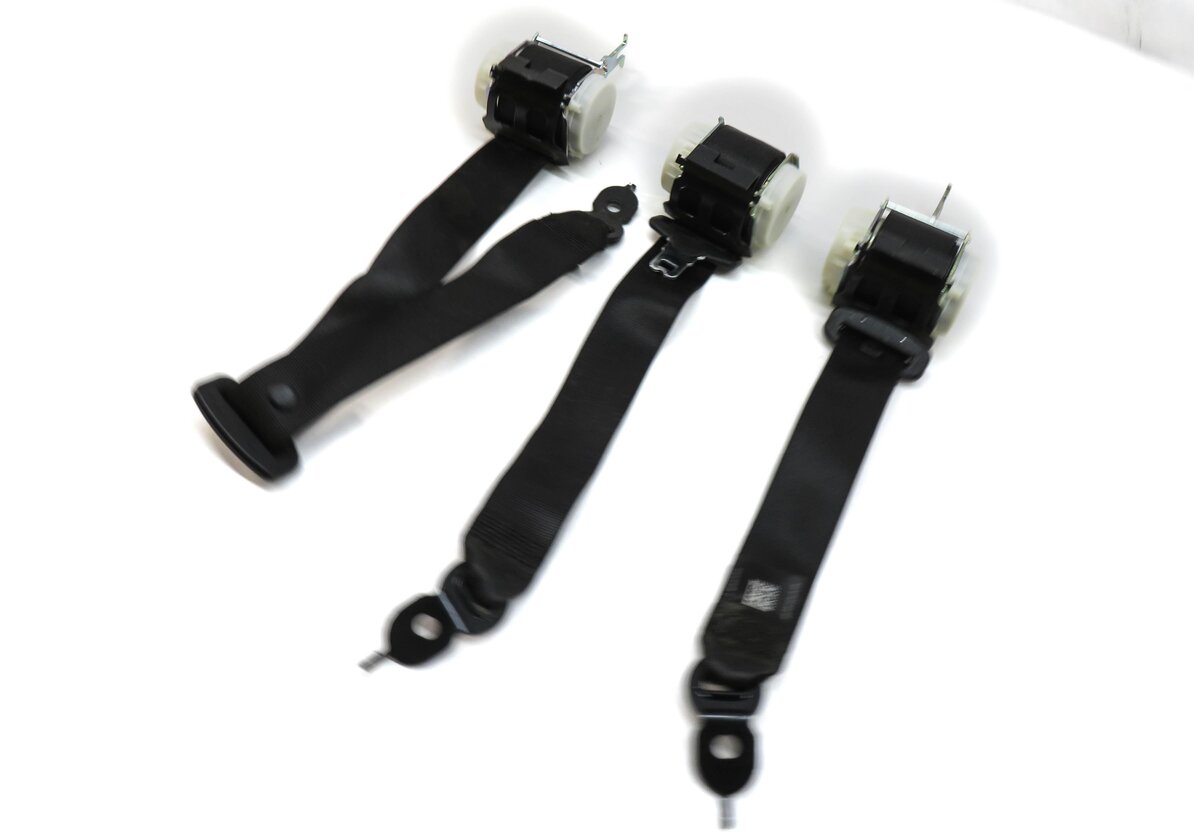 2012 BMW 528i (F10) REAR SEAT LEFT CENTER RIGHT SEATBELT RETRACTOR SET-3 (BLACK)