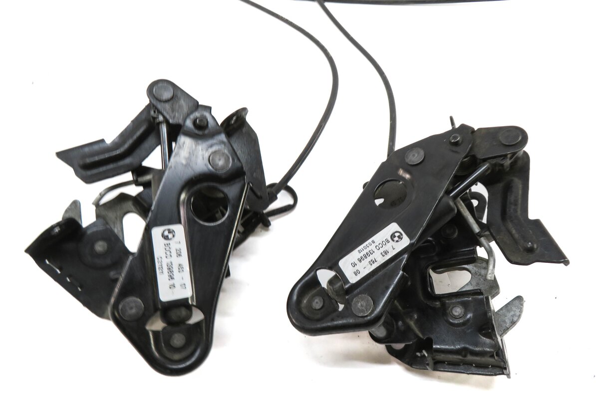 Thumbnail 4: 2012 BMW 528i (F10) FRONT LEFT & RIGHT LOWER HOOD LOCK LATCH SET-2 w/ CABLE