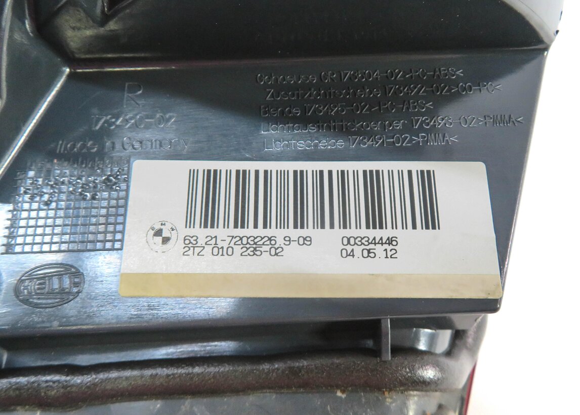 Thumbnail 6: 11-13 BMW 528i 535i 550i M5 (F10) RIGHT REAR INNER TRUNK TAILLIGHT LIGHT LAMP