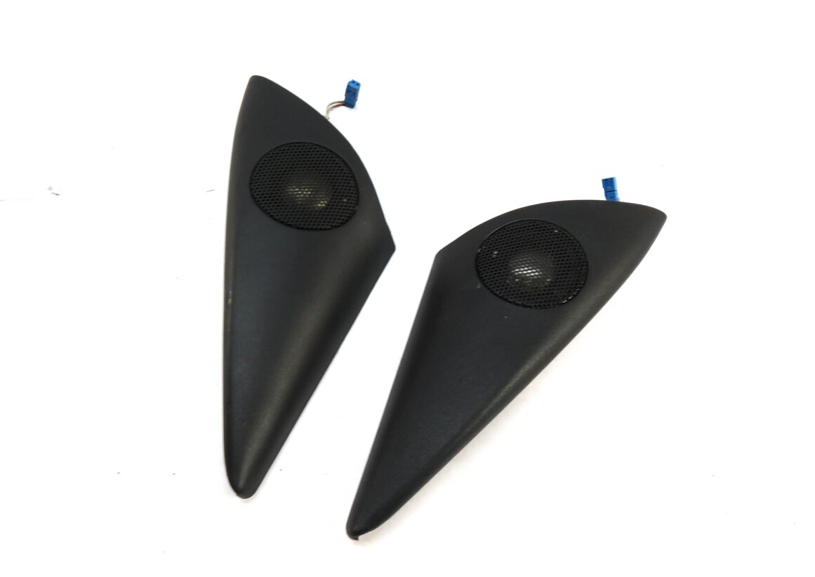 2006 BMW Z4si E85 DOOR UPPER PILLAR TRIANGLE TWEETER SPEAKER SET/2 w/ TRIM BLACK