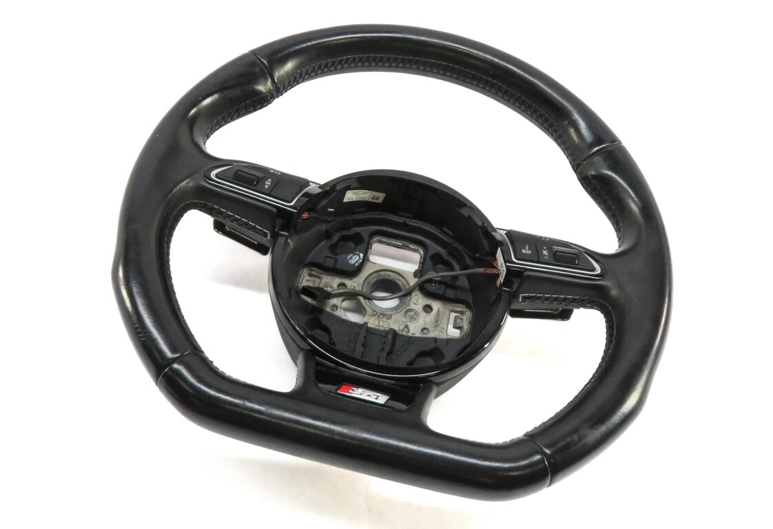 2014 AUDI S4 (B8 8K) 3-SPOKE FLAT BOTTOM SPORT STEERING WHEEL w/ PADDLES