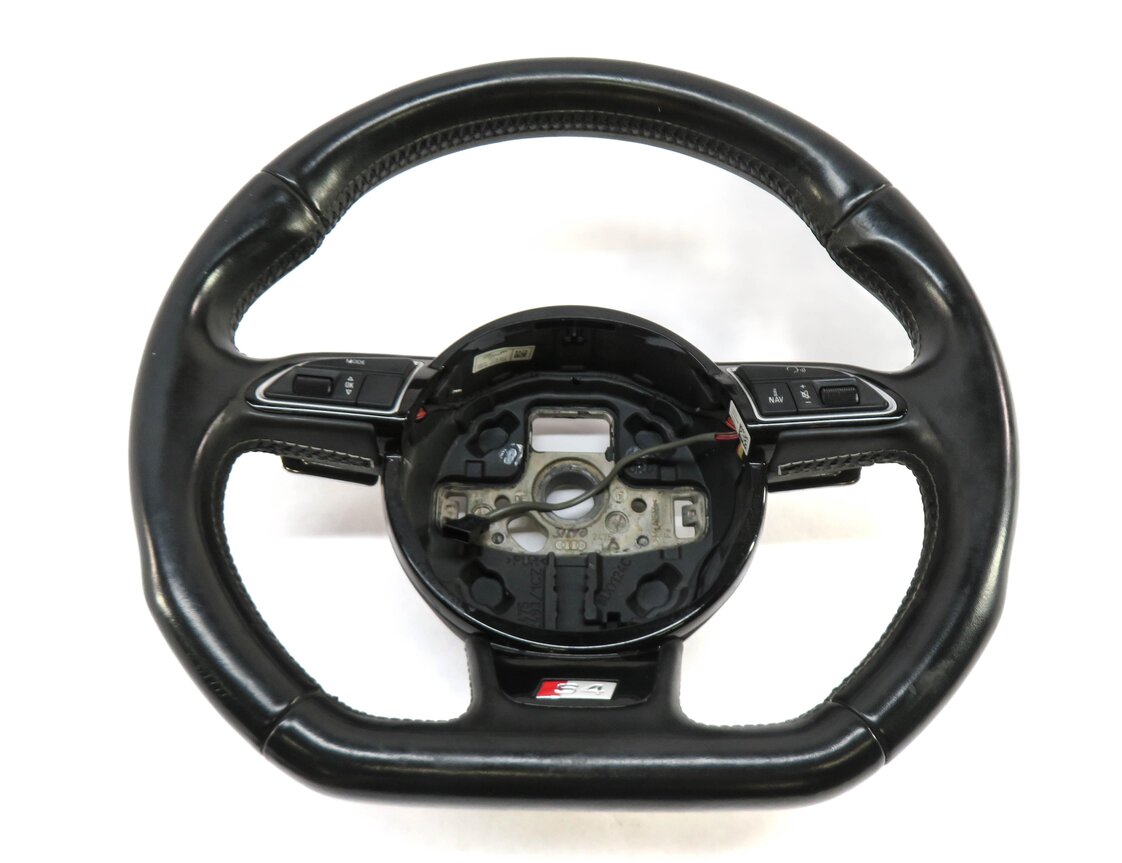 Thumbnail 4: 2014 AUDI S4 (B8 8K) 3-SPOKE FLAT BOTTOM SPORT STEERING WHEEL w/ PADDLES