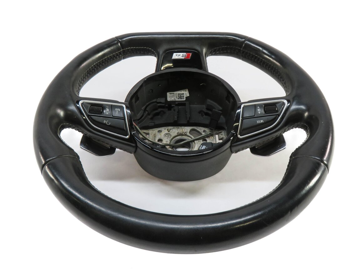 Thumbnail 5: 2014 AUDI S4 (B8 8K) 3-SPOKE FLAT BOTTOM SPORT STEERING WHEEL w/ PADDLES