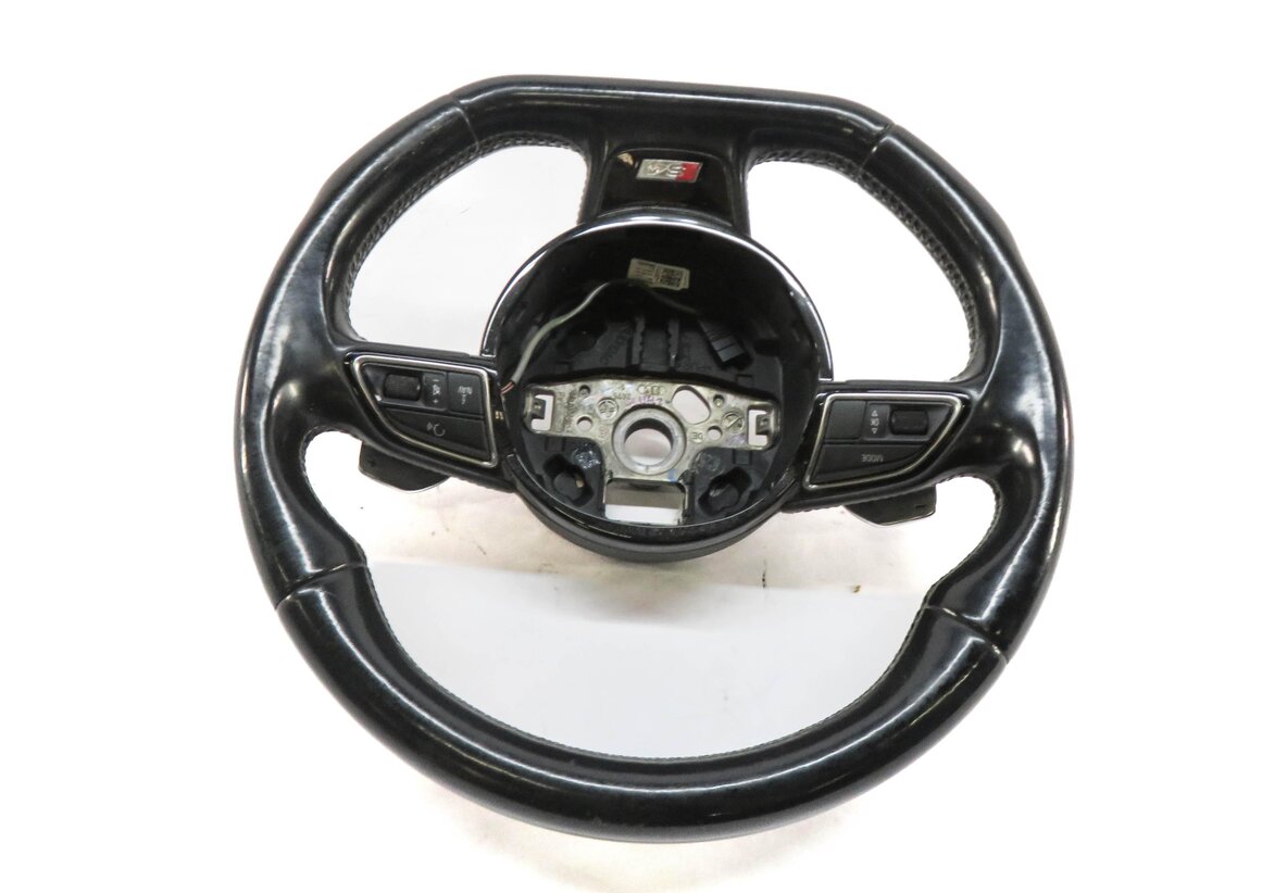 Thumbnail 5: 2013 AUDI S4 (B8 8K) DRIVER 3-SPOKE FLAT BOTTOM SPORT STEERING WHEEL w/ PADDLES