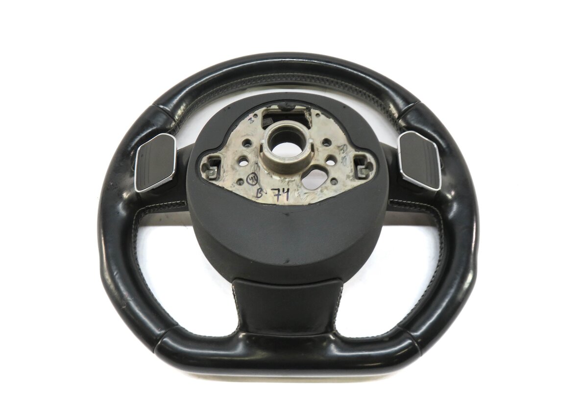 Thumbnail 6: 2013 AUDI S4 (B8 8K) DRIVER 3-SPOKE FLAT BOTTOM SPORT STEERING WHEEL w/ PADDLES