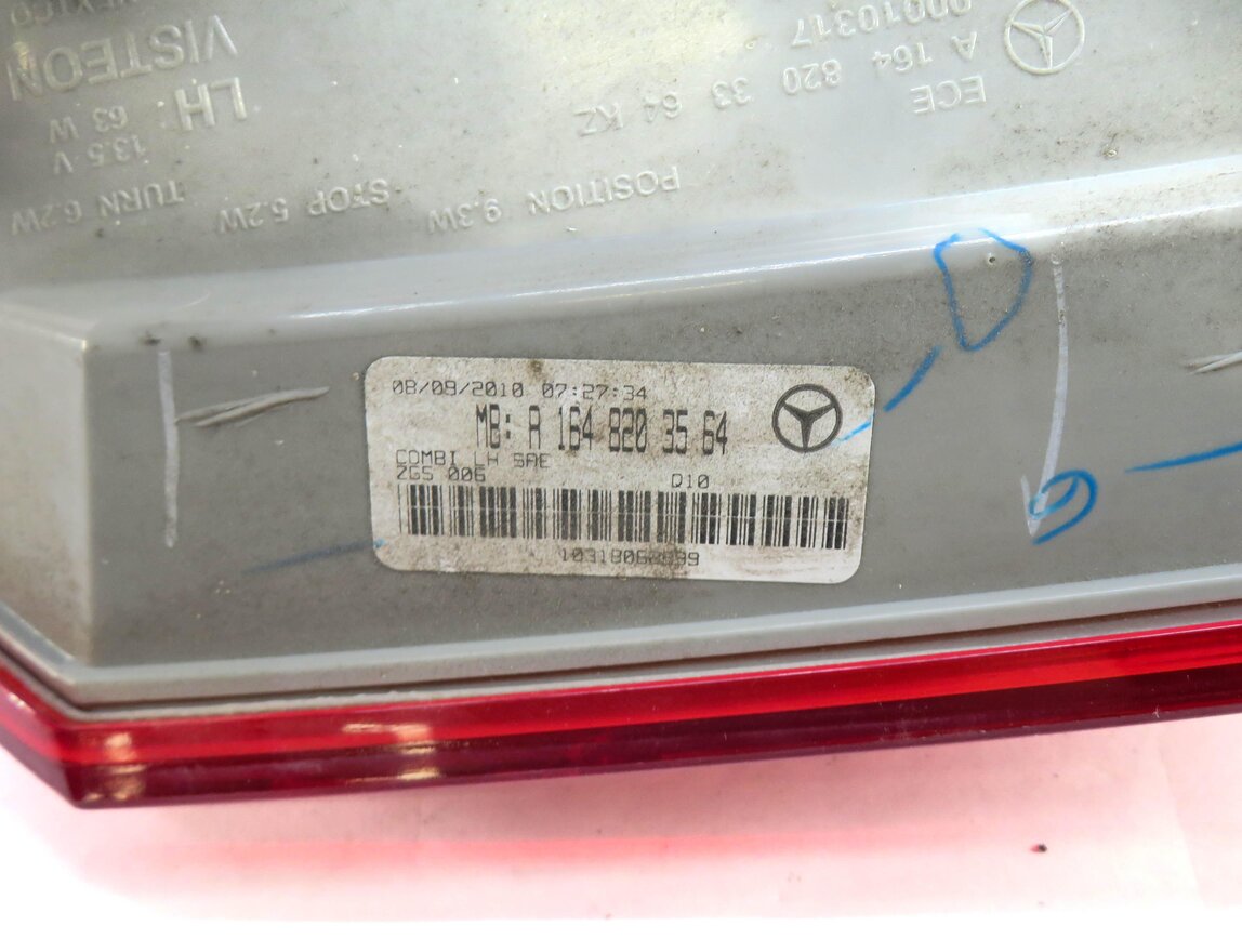 Thumbnail 6: 2010-2012 MB GL350 GL450 GL550 (X164) LEFT DRIVER TAILLIGHT BRAKE LIGHT LAMP