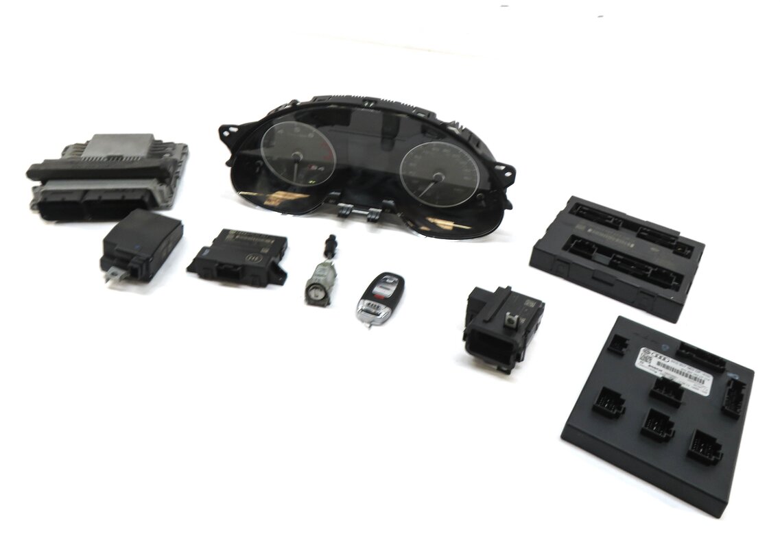 Thumbnail 1: 13-14 AUDI S4 (B8 8K) 3.0L CGXC ENGINE BCM GATEWAY IMMOBILIZER MODULE KEY SET