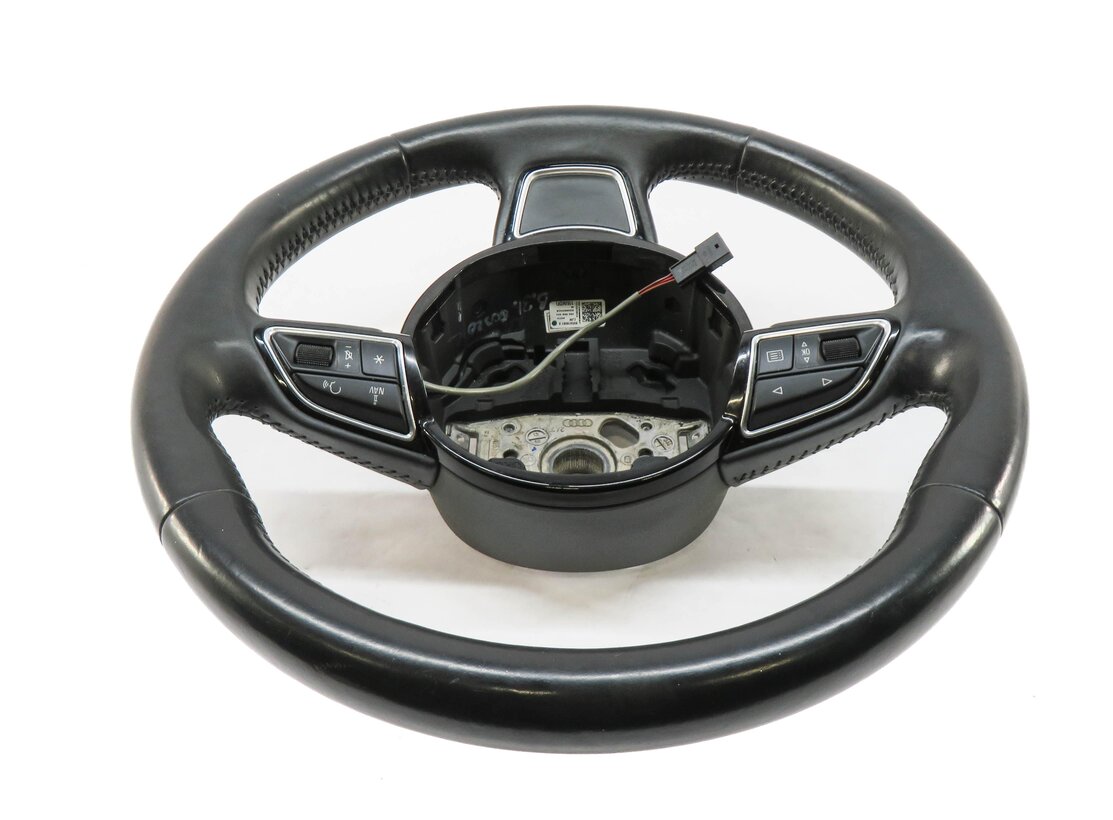 Thumbnail 5: 15-16 AUDI A3 (8V) LEFT DRIVER 3-SPOKE SPORT STEERING WHEEL w/ SWITCHES (BLACK)