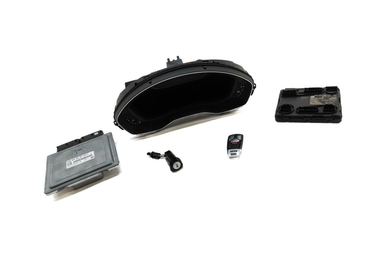 Thumbnail 12: 2018-2020 AUDI Q5 (FY 80A) 2.0L DJYA ENGINE ECM BCM IMMOBILIZER MODULE KEY SET-5