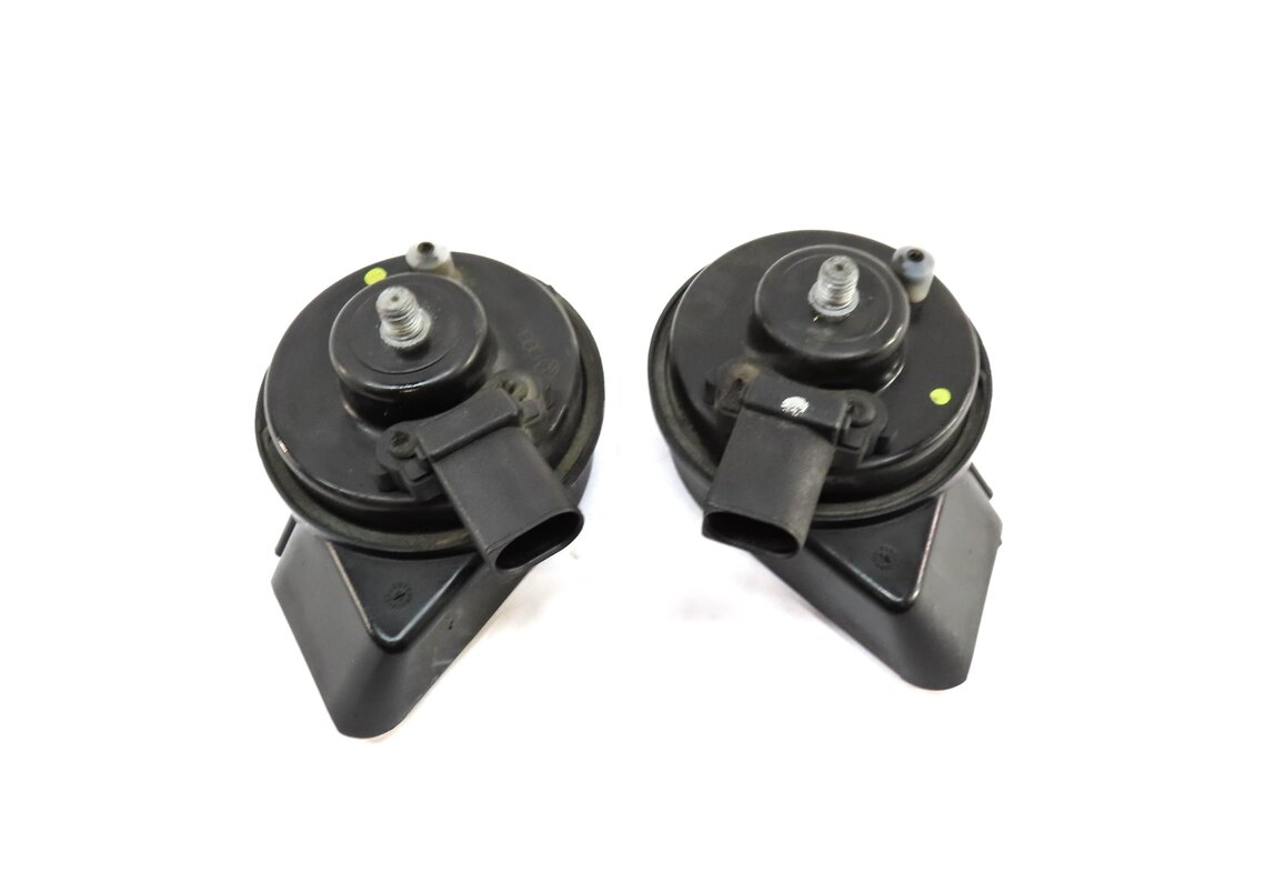 Thumbnail 3: 2007-2015 AUDI Q7 R8 (4L 4S) HIGH & LOW TONE NOTE SIGNAL SAFETY HORN SET-2