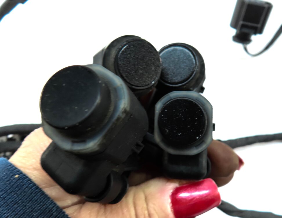 Thumbnail 3: 2010 AUDI Q7 (4L) FRONT PDC PARK DISTANCE SENSOR SET w/ HARNESS (LAVA GRAY)
