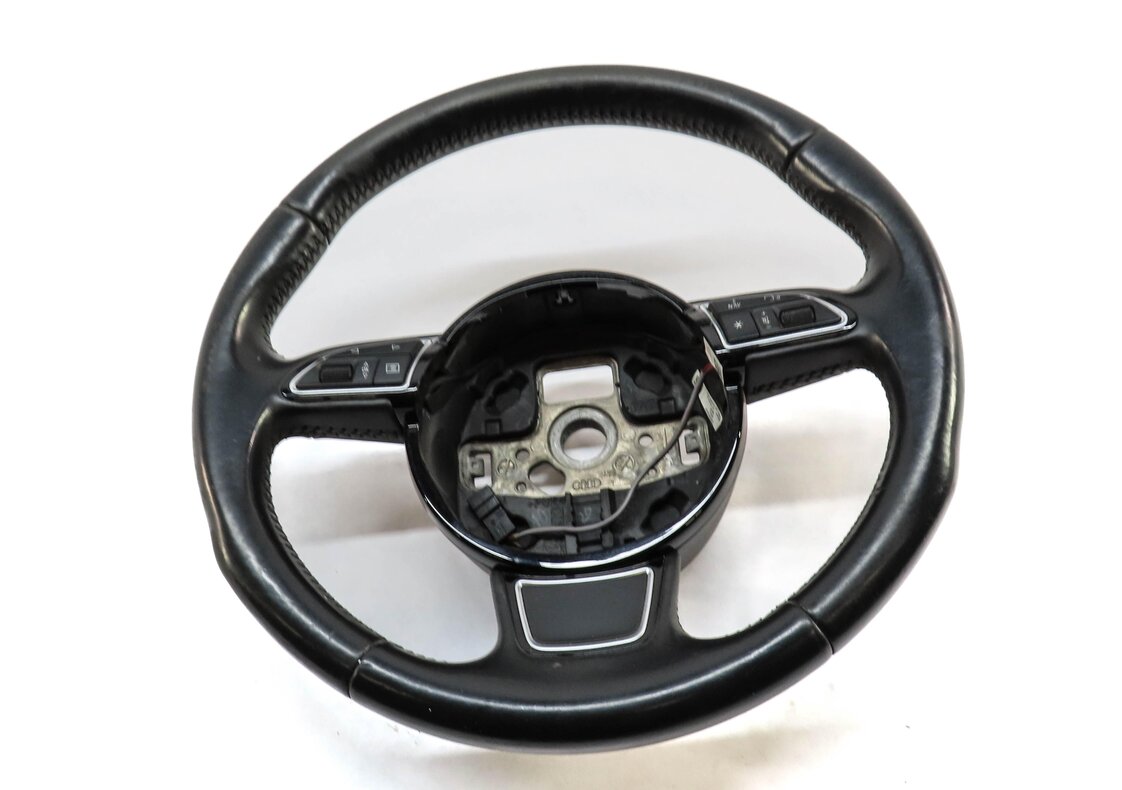 15-16 AUDI A3 (8V) LEFT DRIVER 3-SPOKE SPORT STEERING WHEEL w/ SWITCHES (BLACK)