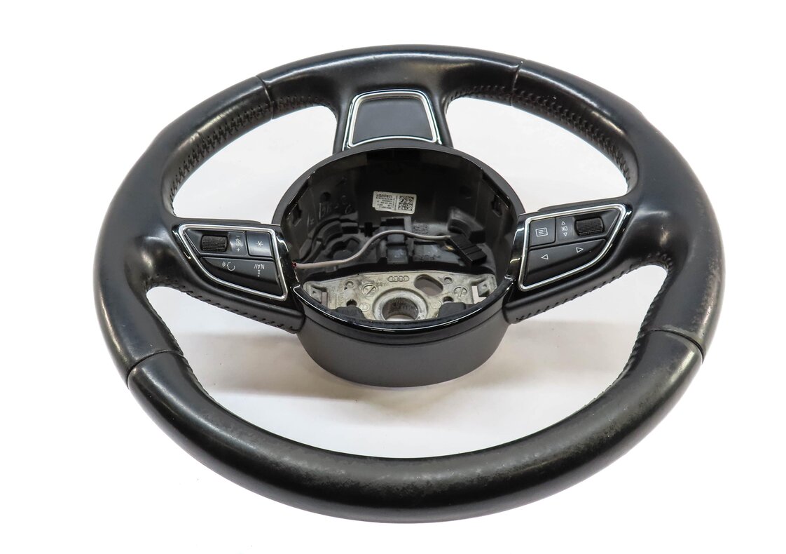 Thumbnail 5: 15-16 AUDI A3 (8V) LEFT DRIVER 3-SPOKE SPORT STEERING WHEEL w/ SWITCHES (BLACK)
