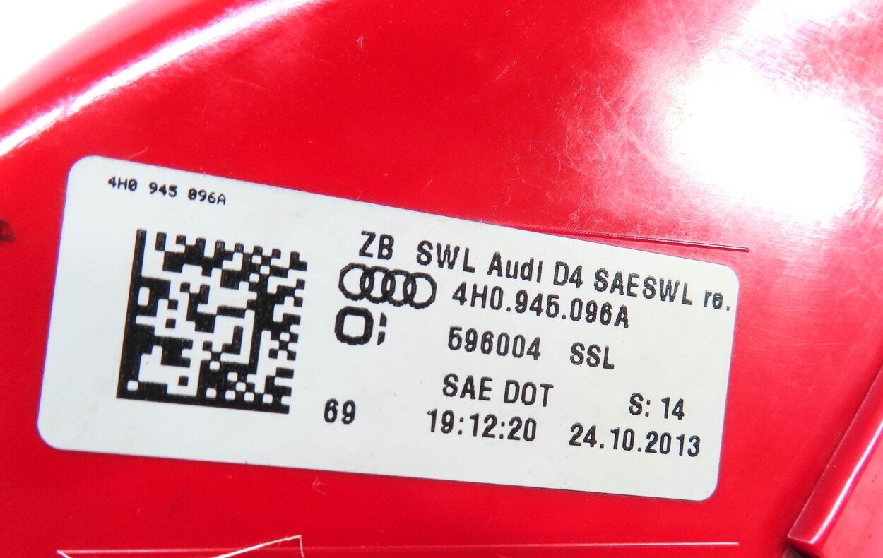 Thumbnail 6: 2011-2014 AUDI A8 S8 (D4 4H) RIGHT PASSENGER REAR LED TAILLIGHT BRAKE LIGHT LAMP