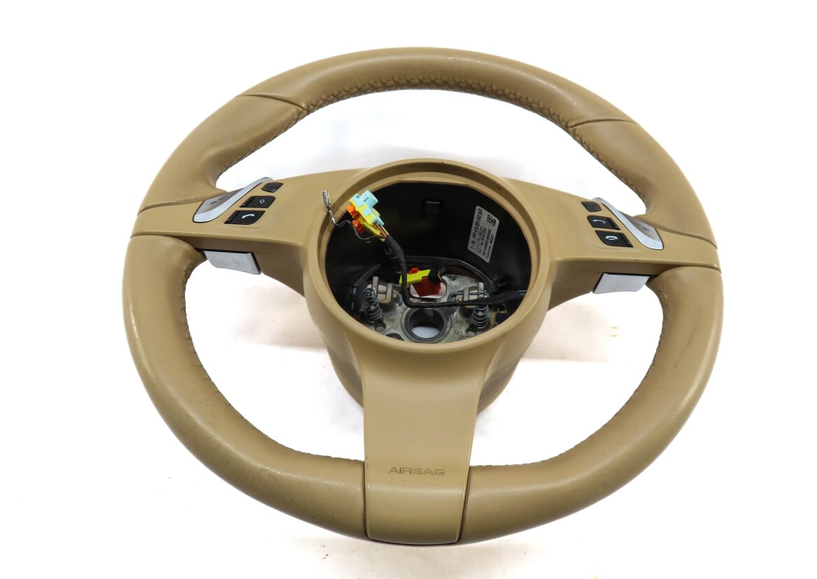 Thumbnail 2: 10-16 PORSCHE CAYENNE PANAMERA (958 970) 3-SPOKE STEERING WHEEL w/ PADDLE BEIGE